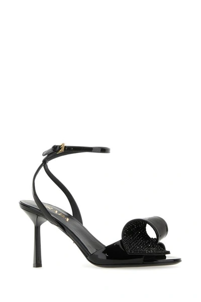 Shop Prada Woman Black Leather Sandals