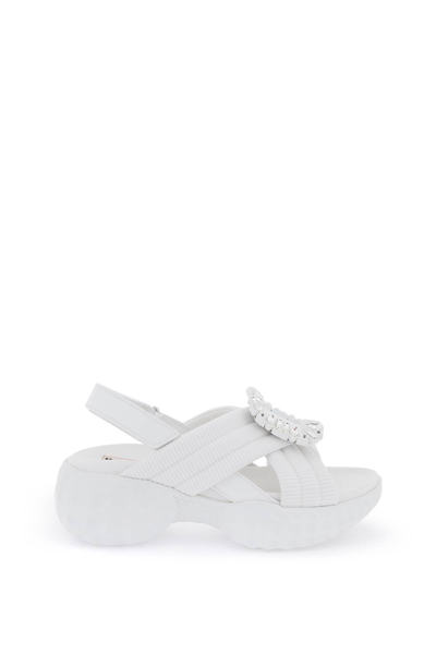 Shop Roger Vivier Viv' Run Light Sandals With Rhinestone Buckle Women In White