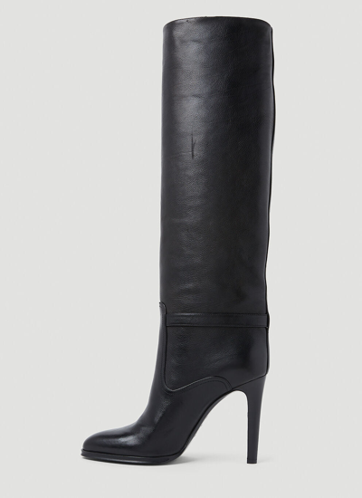 Shop Saint Laurent Women Diane Leather Boots In Black