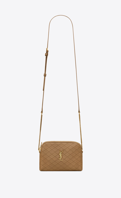 Shop Saint Laurent Women Mini Gaby Quilted Leather Shoulder Bag In Brown
