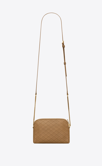 Shop Saint Laurent Women Mini Gaby Quilted Leather Shoulder Bag In Brown
