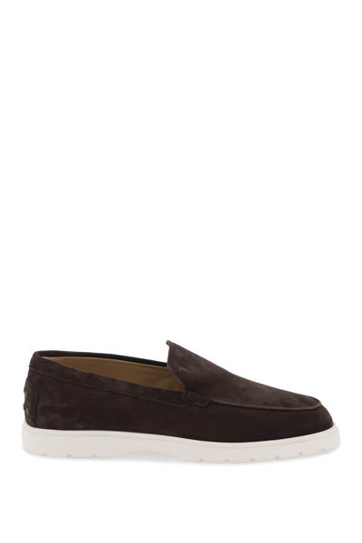 Shop Tod's Suede Loafers Men In Brown