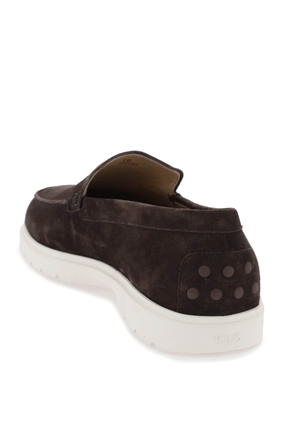 Shop Tod's Suede Loafers Men In Brown