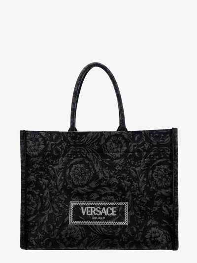 Shop Versace Man Athena Barocco Man Black Shoulder Bags