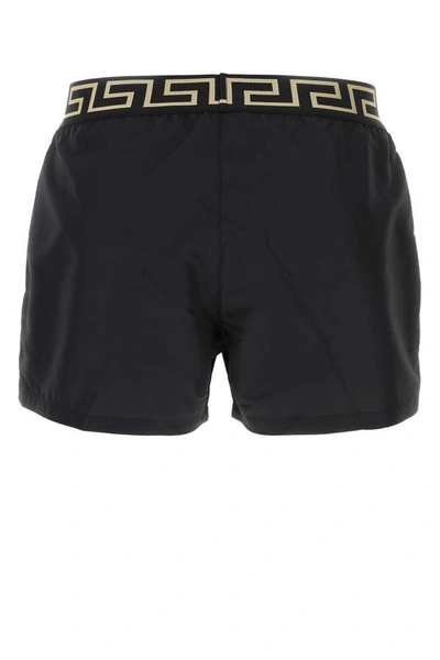 Shop Versace Man Black Polyester Swimming Shorts