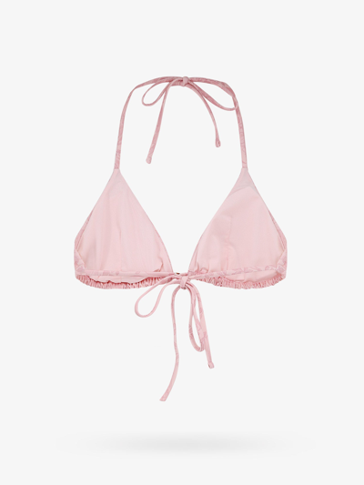 Shop Versace Woman Bikini Top Woman Pink Swimwear