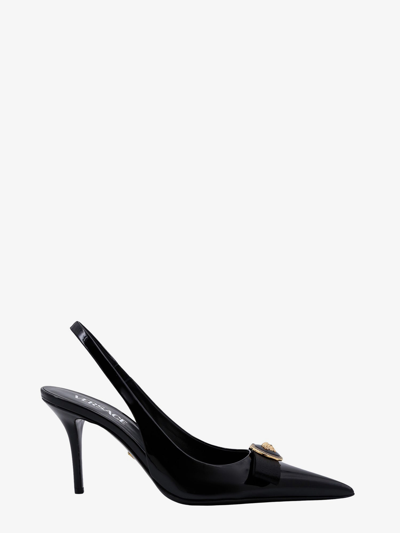 Shop Versace Woman Gianni Ribbon Woman Black Pumps