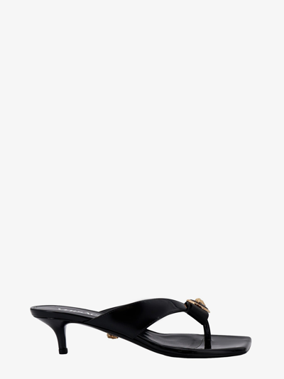 Shop Versace Woman Gianni Ribbon Woman Black Sandals