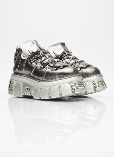 Shop Vetements Men X New Rock Platform Sneakers In Silver