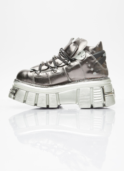 Shop Vetements Men X New Rock Platform Sneakers In Silver