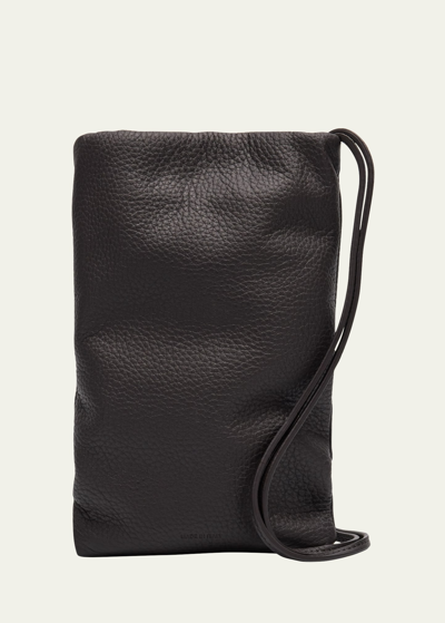 Shop The Row Small Bourse Phone Case Crossbody Bag In Deerskin Leather In Dark Brown