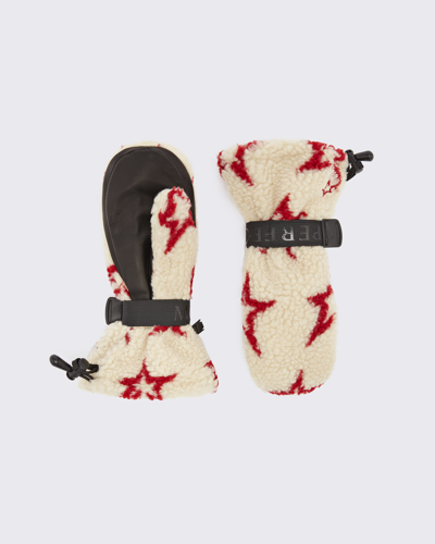 Shop Perfect Moment Sherpa Star Davos Mitts In White-pepper