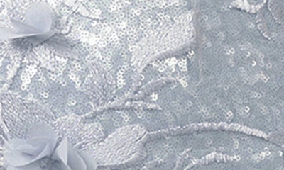 Shop Dress The Population Tatum Embroidered Floral Sequin V-neck Minidress In Ice Blue Multi