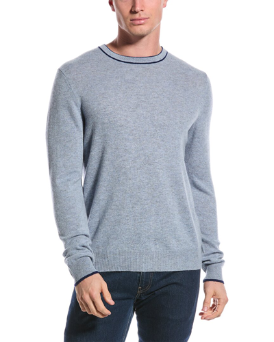 Shop Qi Cashmere Contrast Trim Cashmere Sweater In Blue