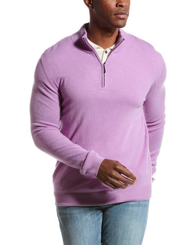 Shop Forte Cashmere 1/4-zip Cashmere Mock Sweater In Purple