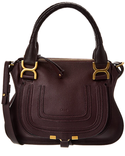 Shop Chloé Marcie Small Leather Satchel In Purple