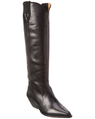 Shop Isabel Marant Denvee Leather Knee-high Boot In Black