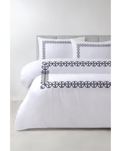 Shop Brooks Brothers 200tc Engaged Embroidered Cotton Sateen Duvet Cover Set