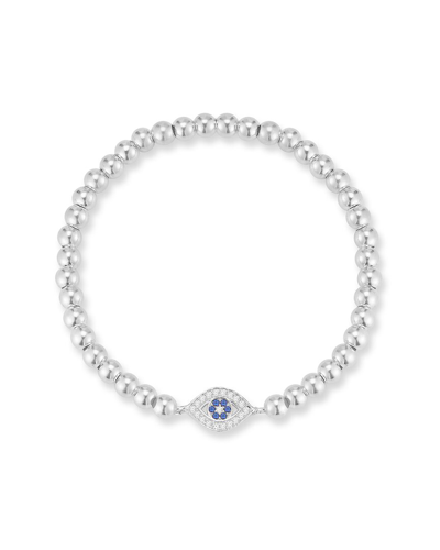 Sphera Milano Silver Cz Evil Eye Stretch Bracelet