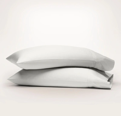 Shop Boll & Branch Organic Percale Hemmed Pillowcase Set In Mist