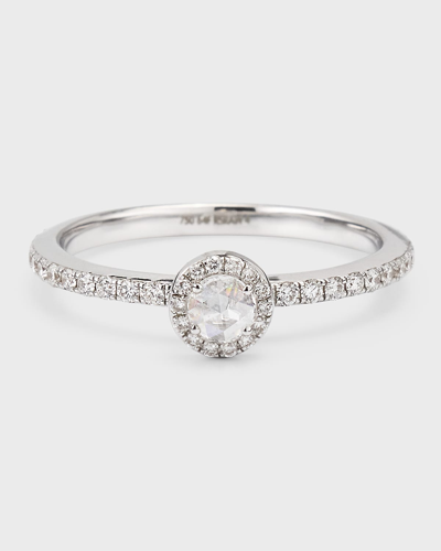 Shop 64 Facets 18k White Gold Ring With Solitaire Round Rose Cut Diamonds