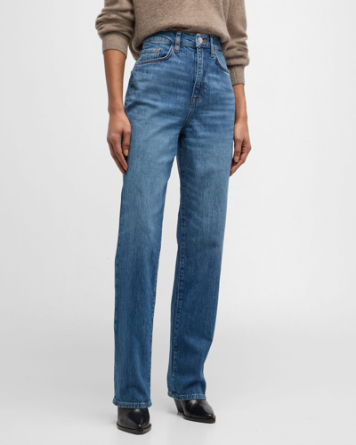 Shop Triarchy Ms.  V-high Rise Straight-leg Jeans In Medium Indigo