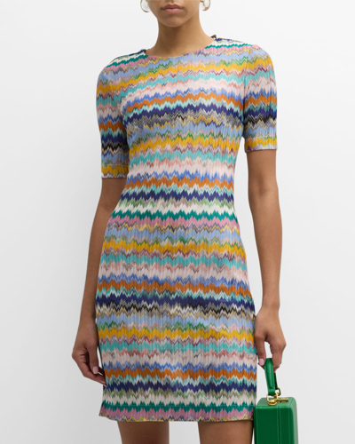 Shop Missoni Chevron Knit Short-sleeve Mini Dress In Sm51c-krg006s Mar