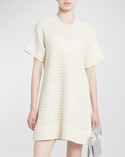 Shop Jil Sander Textured Mini Dress In White Stone