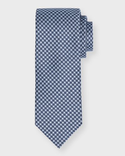 Shop Tom Ford Men's Houndstooth-print Silk Tie In Navy Multicolor