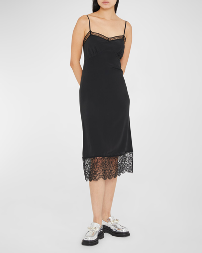 Shop Simone Rocha Lace-trim Slip Dress In Black