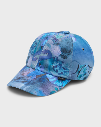 Shop Paul Smith Men's Narcissus Printed Baseball Cap In Blue