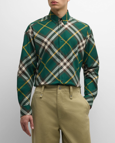 Shop Burberry Men's Ivy Ip Check Button-down Shirt
