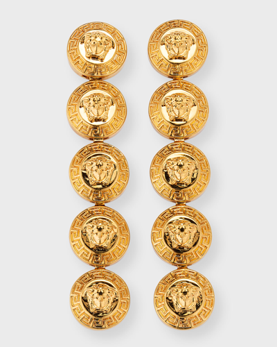 Shop Versace Stacked Medusa Earrings In Tribute Gold