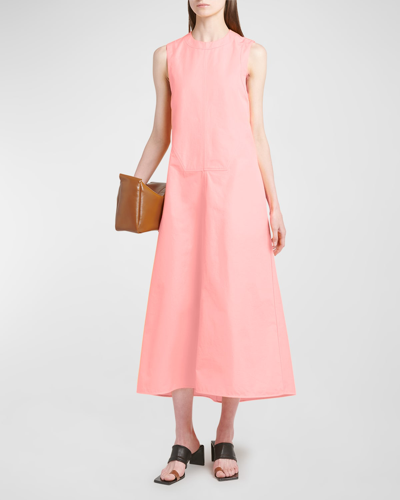 Shop Jil Sander Bib-front Sleeveless Midi A-line Dress In Peony Blush