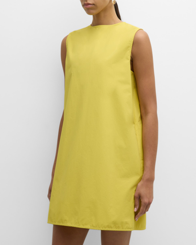 Shop Jil Sander Sleeveless Mini Shift Dress In Golden Green