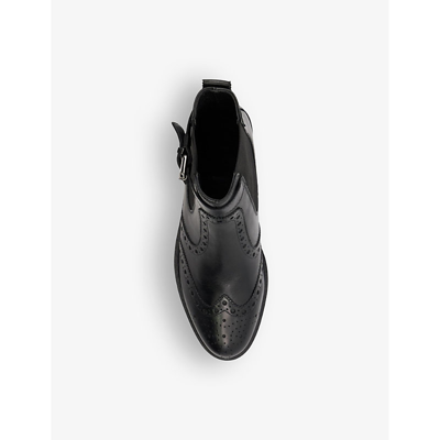 Shop Dune Women's Black-leather Question Brogue-design Leather Chelsea Boots