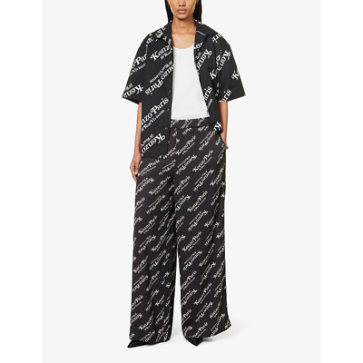 Shop Kenzo X Verdy Brand-print Pyjama Bottoms In Black