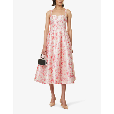 Philosophy Di Lorenzo Serafini Radzmir Mini Dress In Watercolor Rose Print In Fantasy Print Ivory