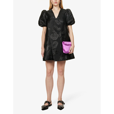 Shop Stine Goya Brethel Metallic-swirl Recycled Polyester-blend Mini Dress