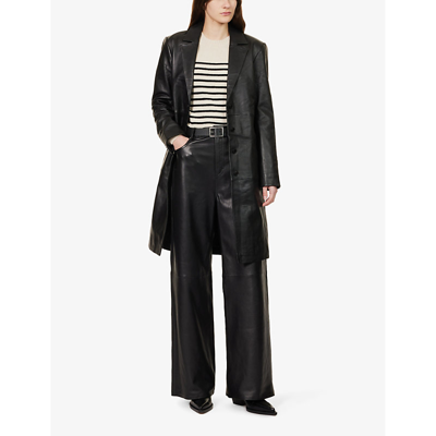 Shop Reformation Women's Black X Veda Crosby Leather Coat