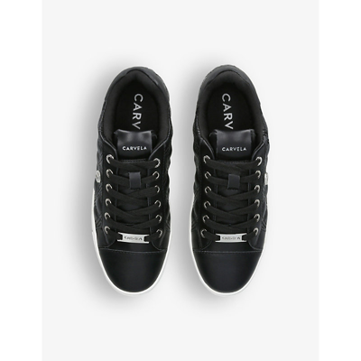 Shop Carvela Womens Black Diamond Quilted Faux-leather Low-top Trainers