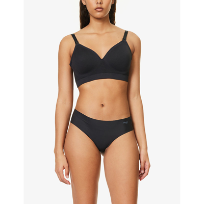 Bravado Designs Plunge Nursing-clips Stretch-recycled Nylon-blend Bra In Black