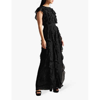 Shop Ted Baker Hazzie Ruffled Woven Maxi Dress In Black