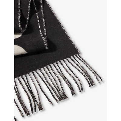 Jacquemus Womens Black L'echarpe Branded Wool Knitted Scarf In Black