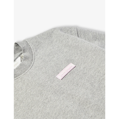 Shop Palm Angels Girls Melange Grey Kids Logo-patch Open-back Cotton-blend Sweatshirt 4-12 Years