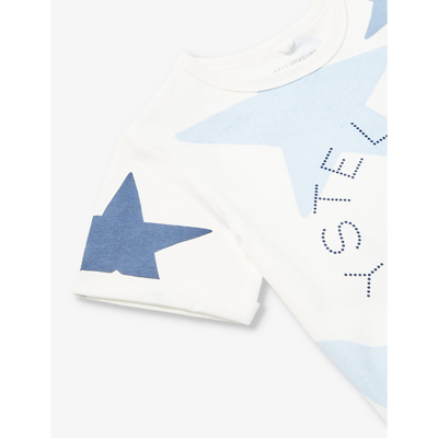 Stella Mccartney T-shirt Stars Bianca In Jersey Di Cotone Bambina In Ivory/colourful