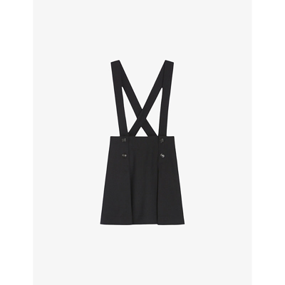 Shop Claudie Pierlot Women's Noir / Gris Sames High-rise Strap Wool-blend Mini Skirt