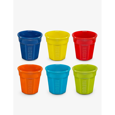 Bialetti Multi Logo Porcelain Espresso Cups Set Of Six In Multi