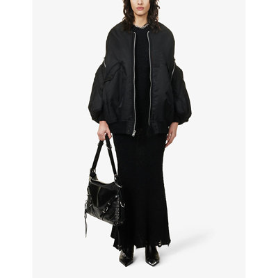 Shop Junya Watanabe Women's Black Padded Oversized-fit Shell Bomber Jacket