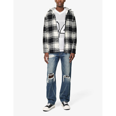 Shop Nahmias Men's Black Checked Brand-patch Knitted Hoody